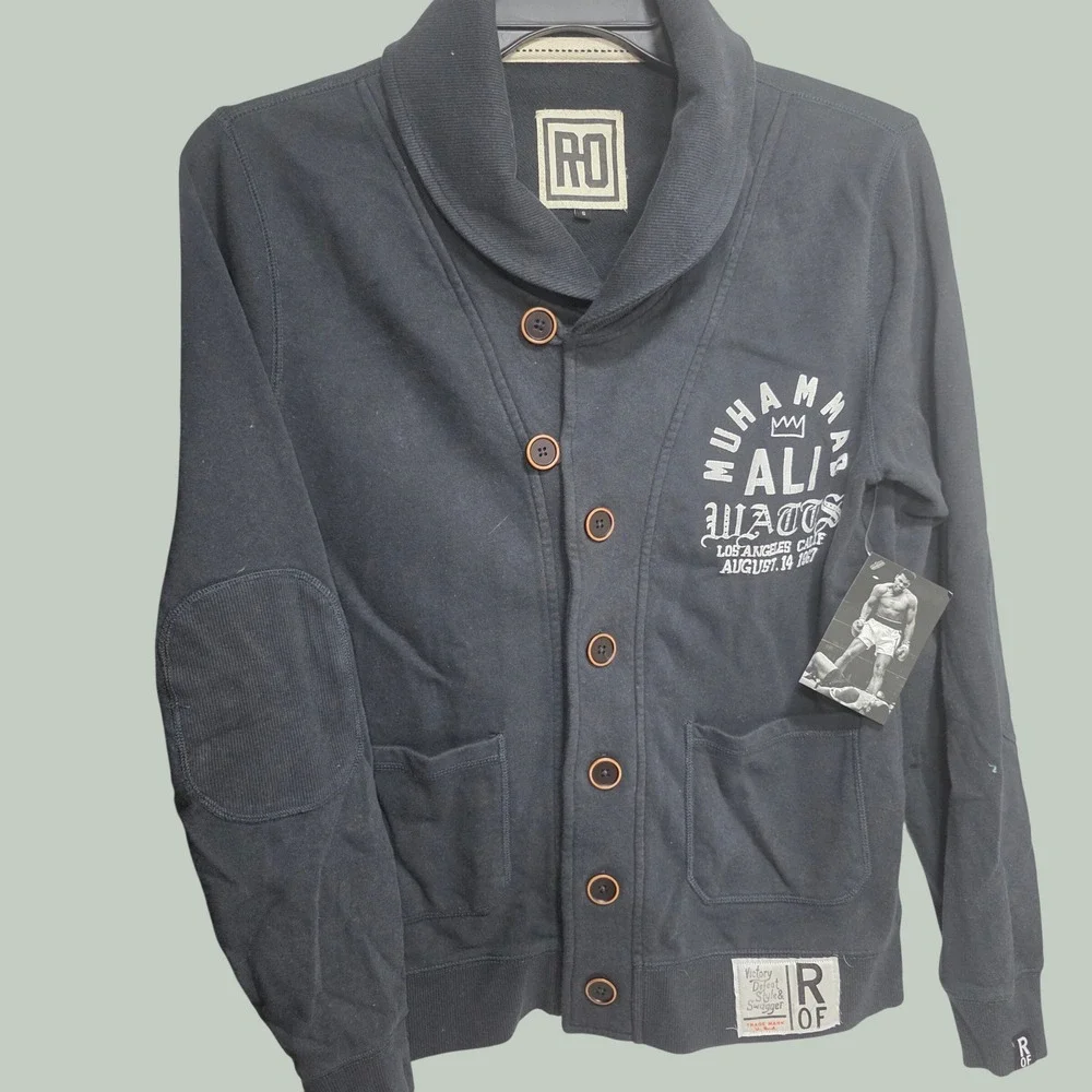 Roots of Fight Muhammad Ali Watts 1967 Shawl Collar Cardigan‎ Mens Small NWT